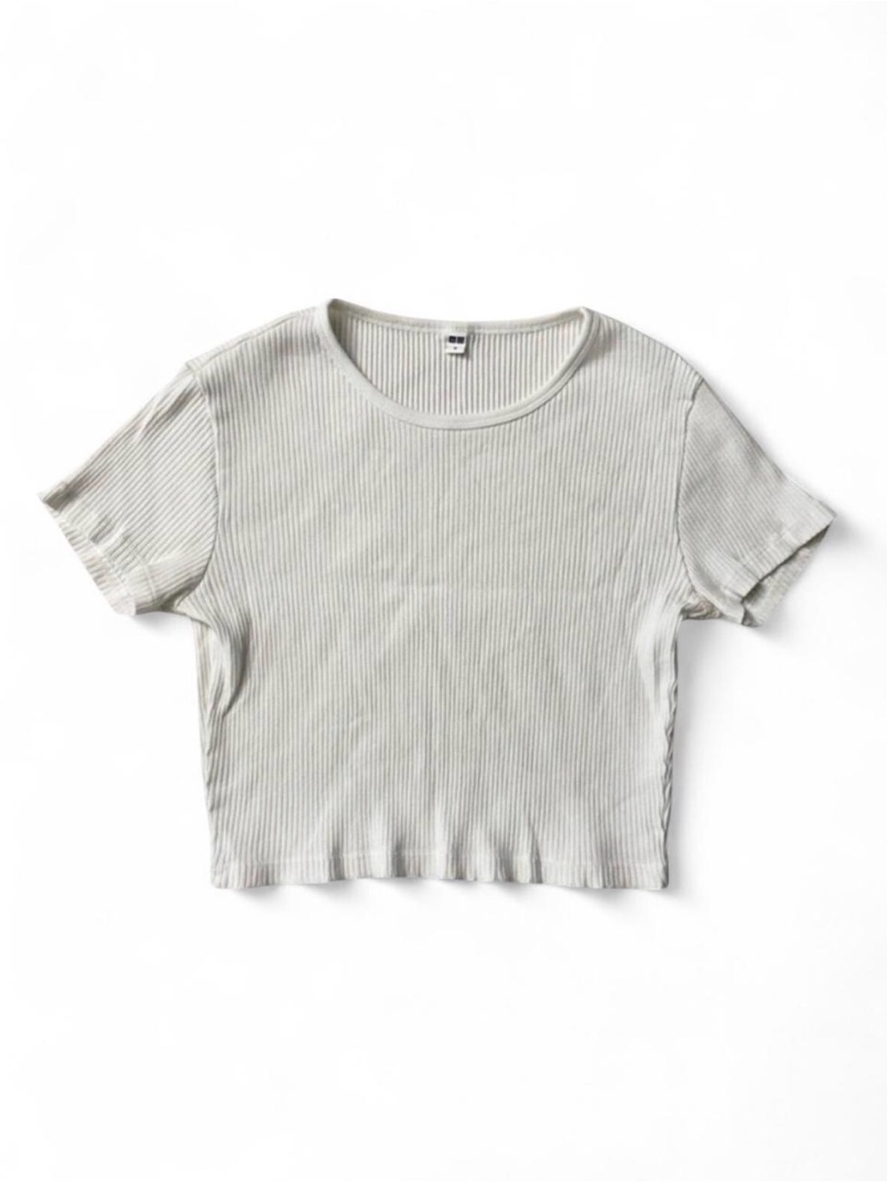 uniqlo white ribbed cotton crop top size M